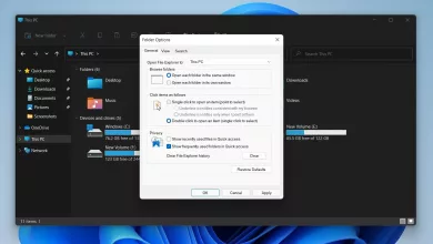 طريقة فتح خيارات المجلد في ويندوز 11